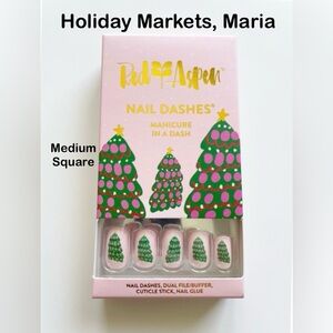 Red Aspen Nail Dashes, Holiday Markets Maria Medium Square. NIB